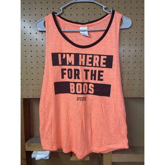 Victoria's Secret Tops - VICTORIA'S SECRET PINK ORANGE HALLOWEEN I'M HERE FOR THE BOOS TANK TOP SIZE S